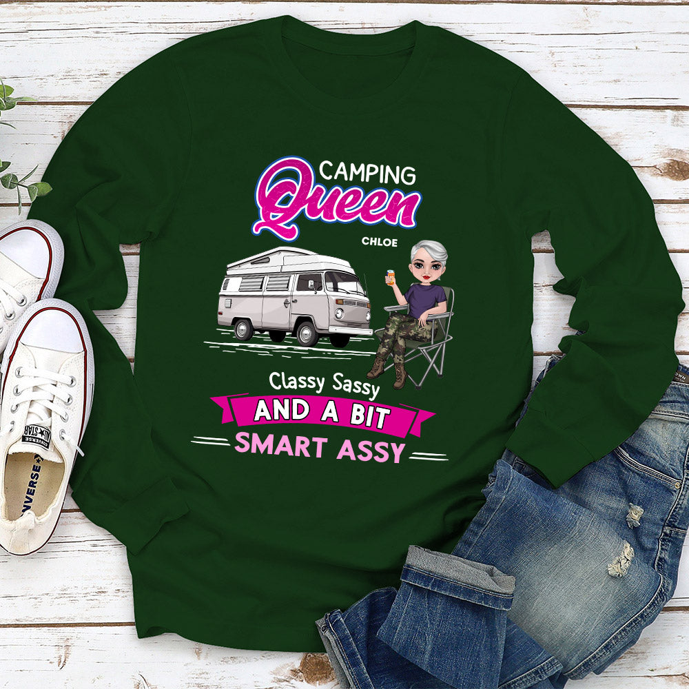 Custom Christmas & Birthday Keepsake Gift • Camping Queen - Personalized Long Sleeve T-shirt
