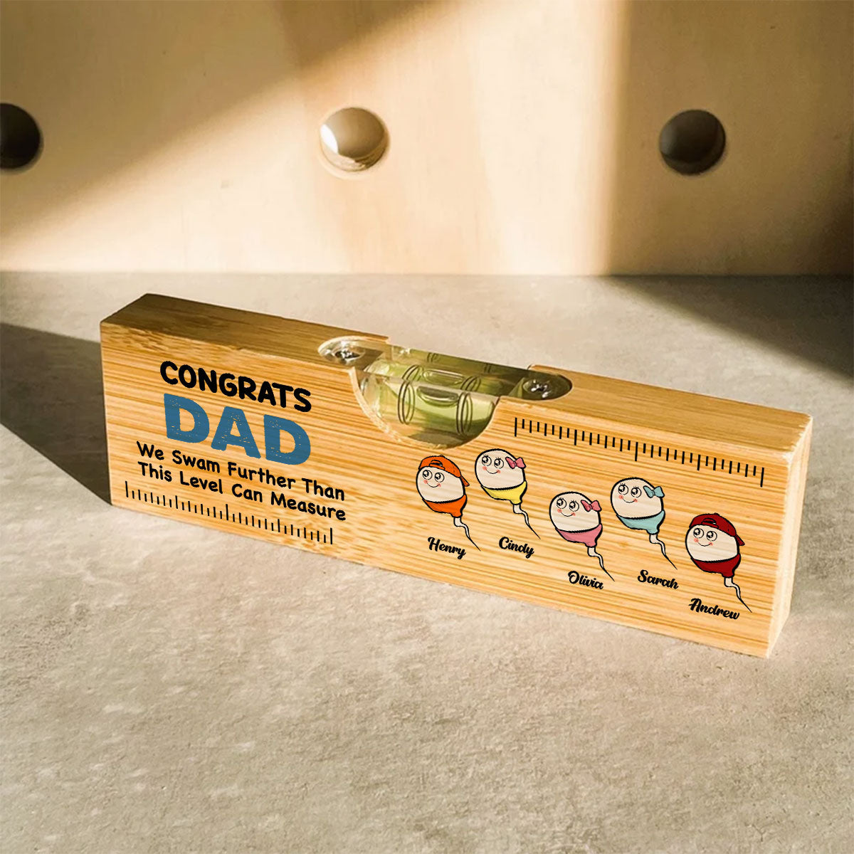 We Swam Further Than This Level Can Measure - Personalized Wooden Spirit Level Bottle Opener