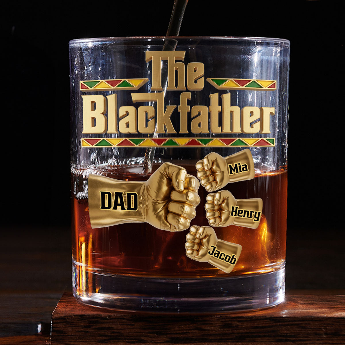 Custom Father's Day Birthday Gifts for Dad • The Blackfather - Personalized Whiskey Glass