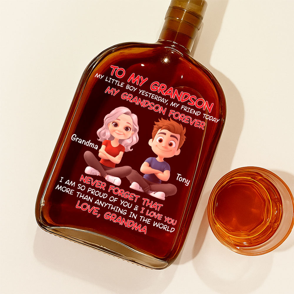 Grandma And Grandson Forever - Personalized Spirits Decanter