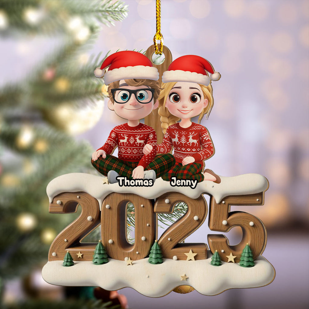 Custom Couple Christmas Ornament, Anniversary Gift •  Us From Now Onwards - Personalized 3D Effect Wood Ornament