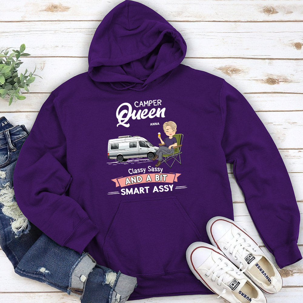 Custom Christmas & Birthday Keepsake Gift • Camper Queen - Personalized Hoodie