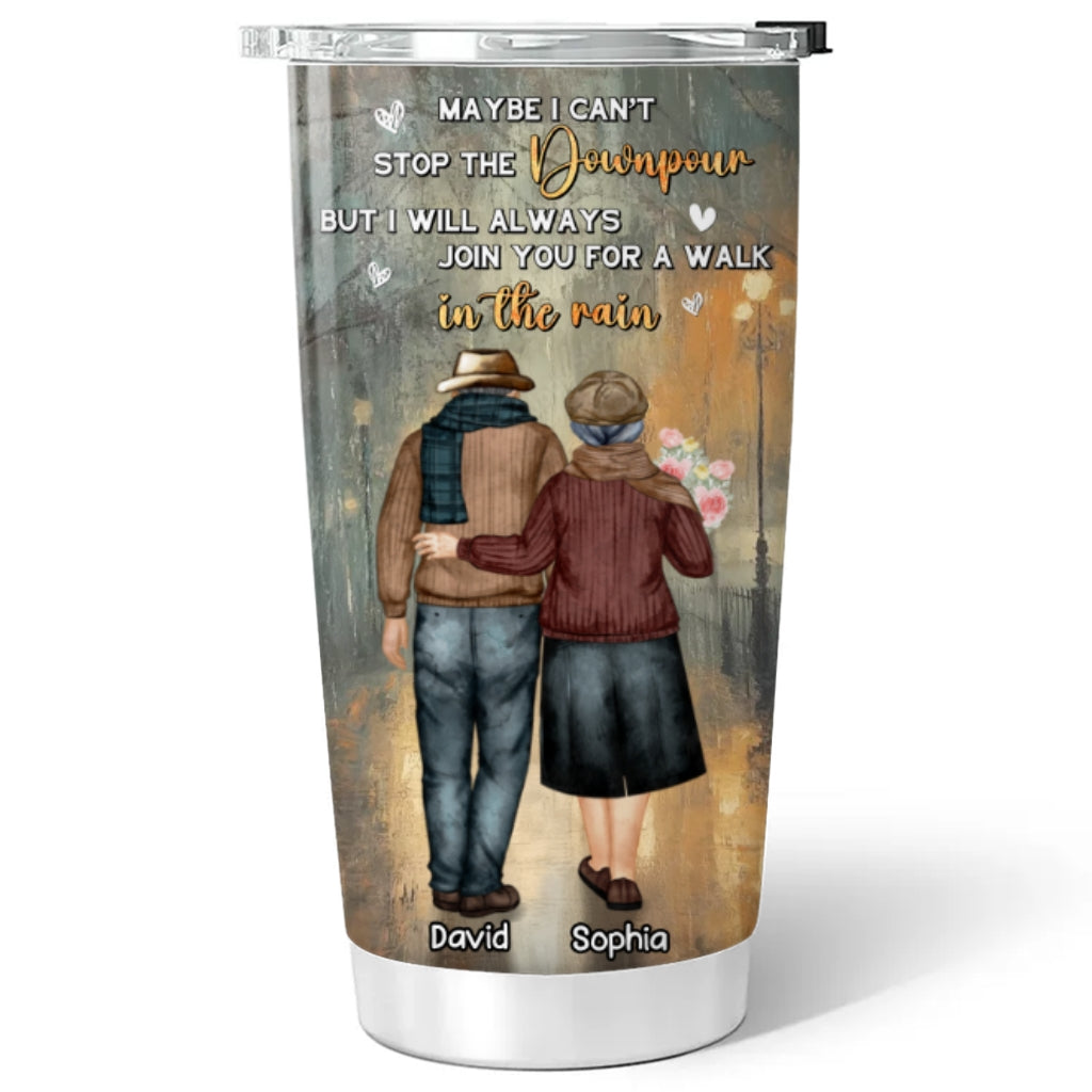 Custom Christmas Anniversary Gifts For Couple • Walk With You In The Rain - Personalized Tumbler
