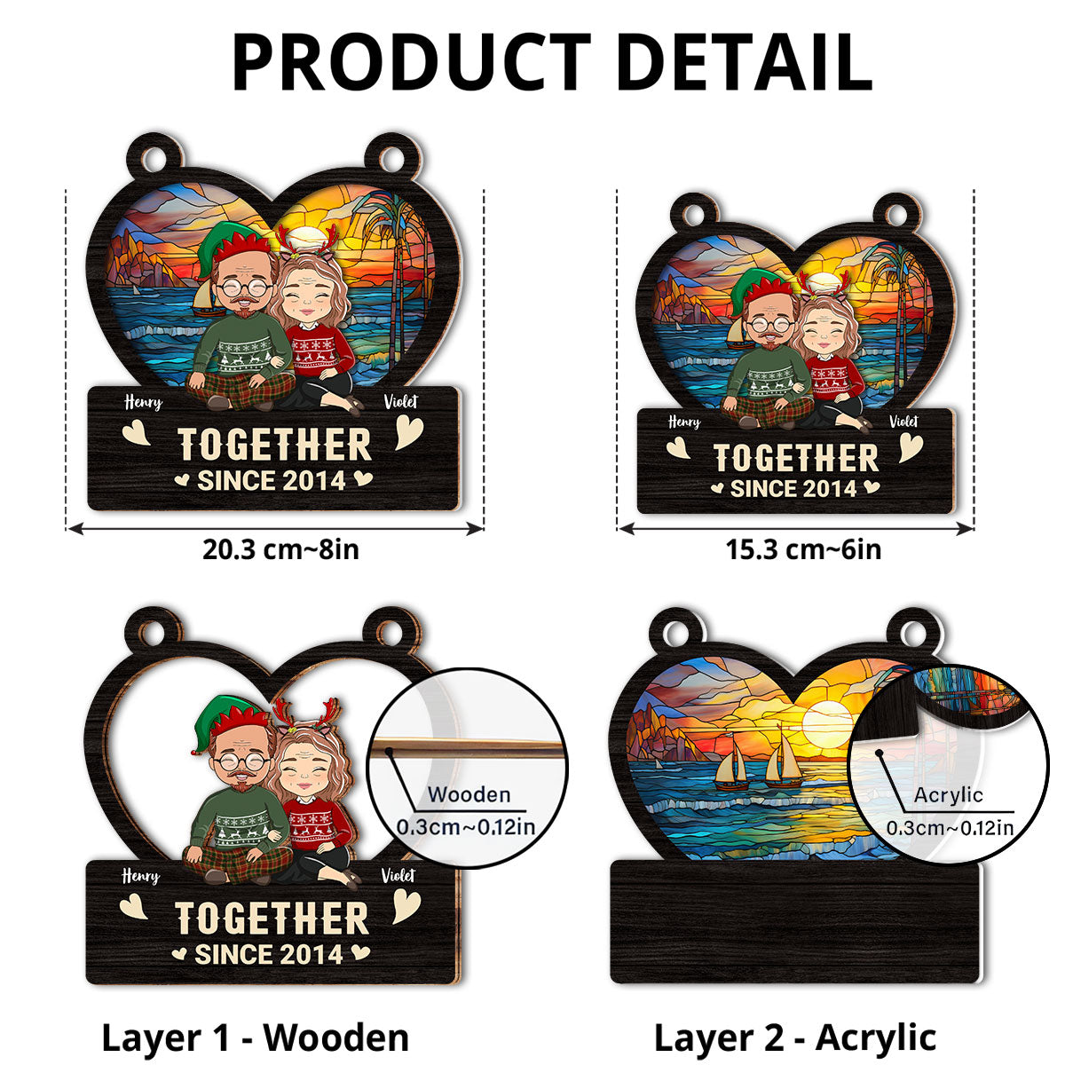 Custom Christmas Couple Hanging Decor, Anniversary Wedding Gifts • Together Since Christmas - Personalized Suncatcher