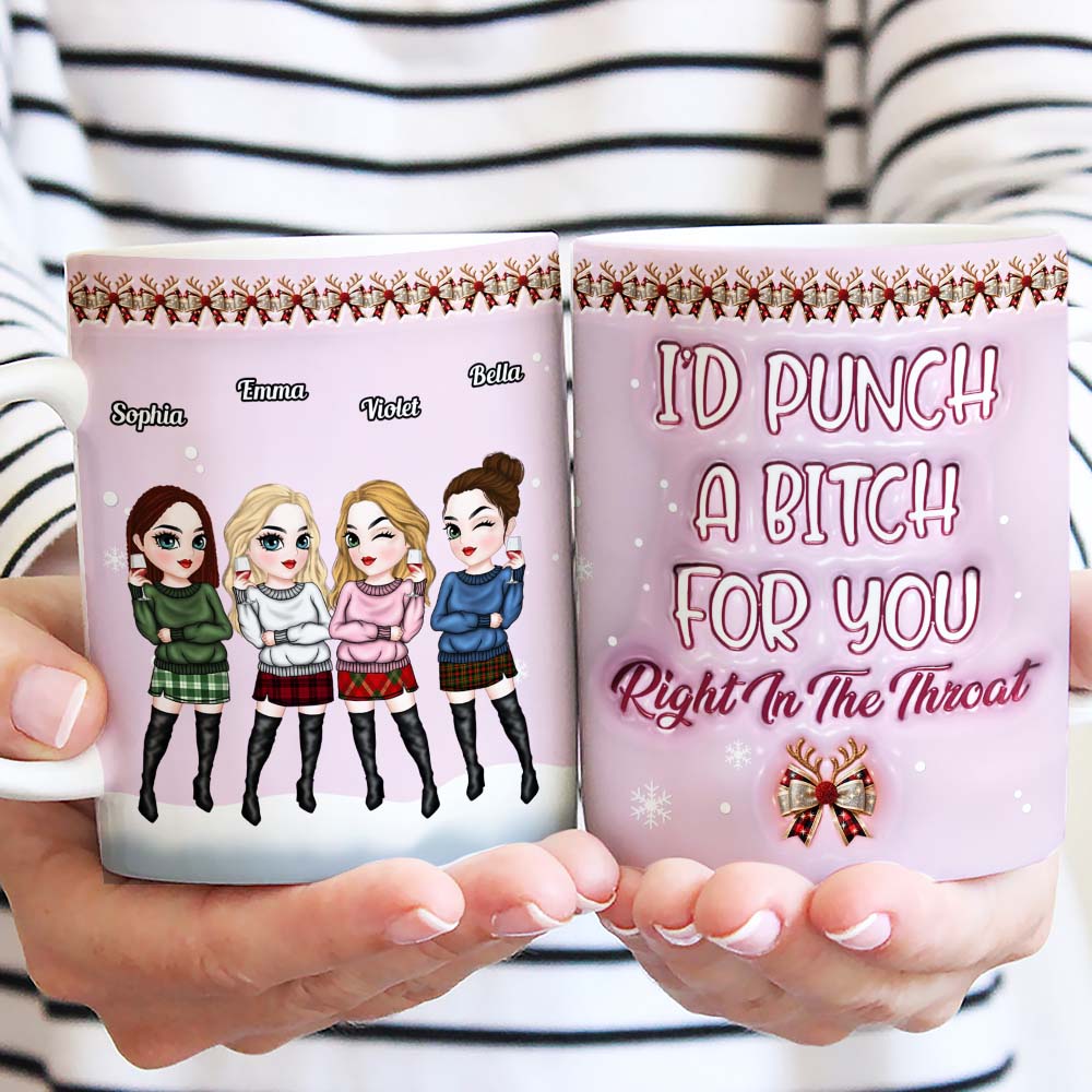 Custom Best Friend, Christmas & Birthday Friendship Keepsake Gift • Punch Bitch - Personalized 3D Inflated Effect Mug