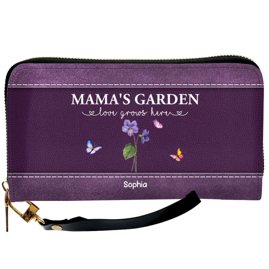 The Garden of Grandma Love Grows Here - Personalized Leather Wallet