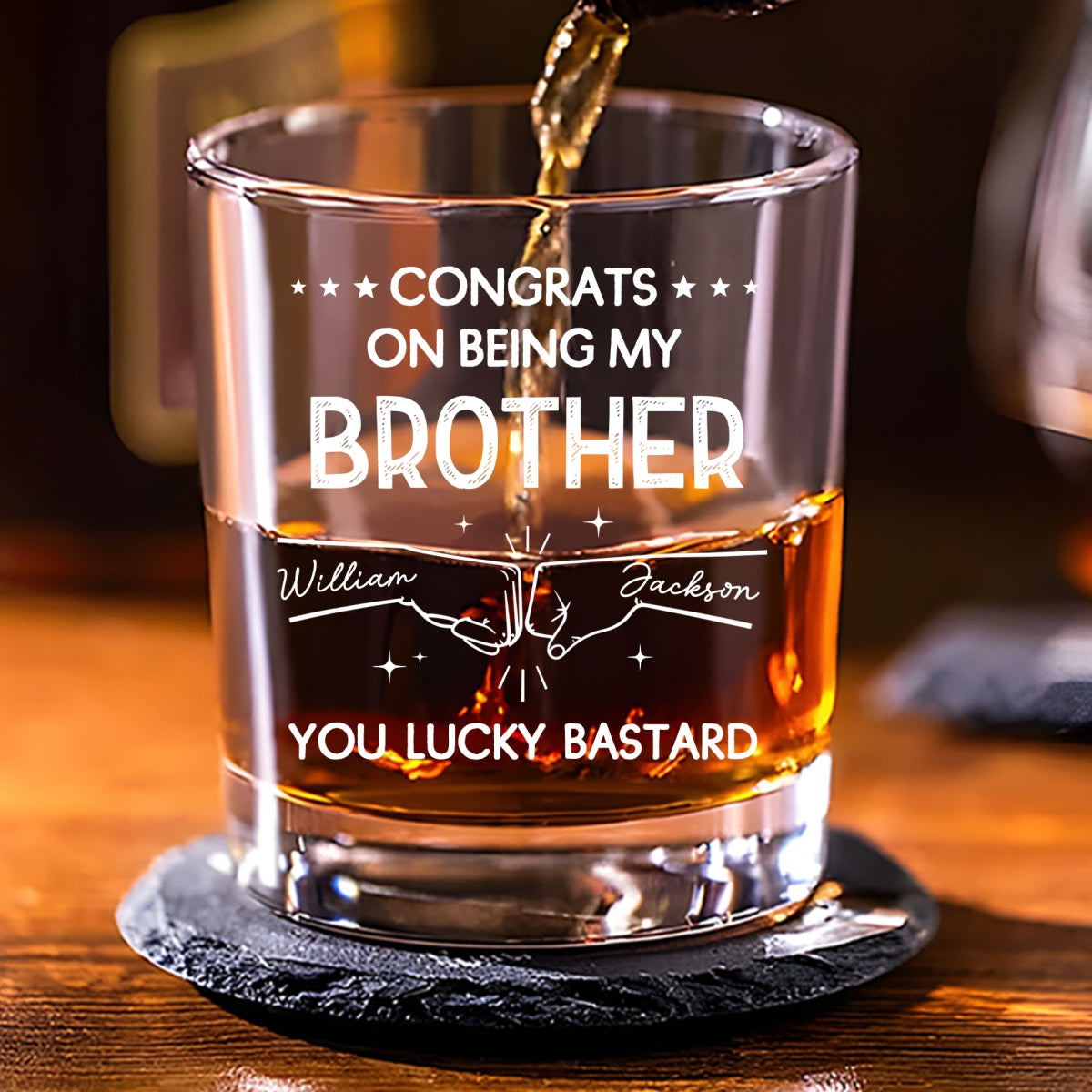Custom Christmas Birthday Drinkware Gifts for Brother • Congrats - Personalized Whiskey Glass