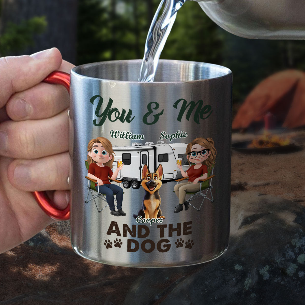 Custom Anniversary Keepsake Gifts For Couple • You & Me And The Dog - Personalized Carabiner Mug