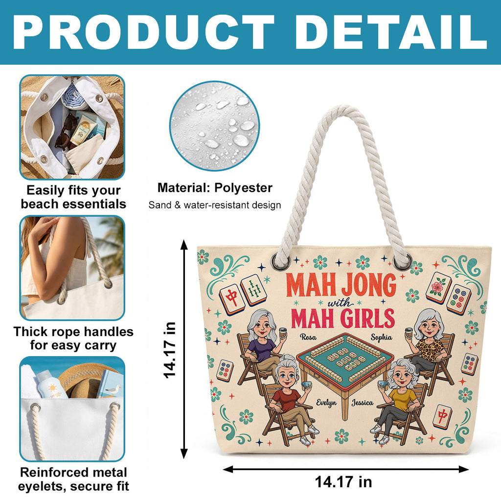 Lucky Tiles Lucky Life Always - Personalized Beach Bag