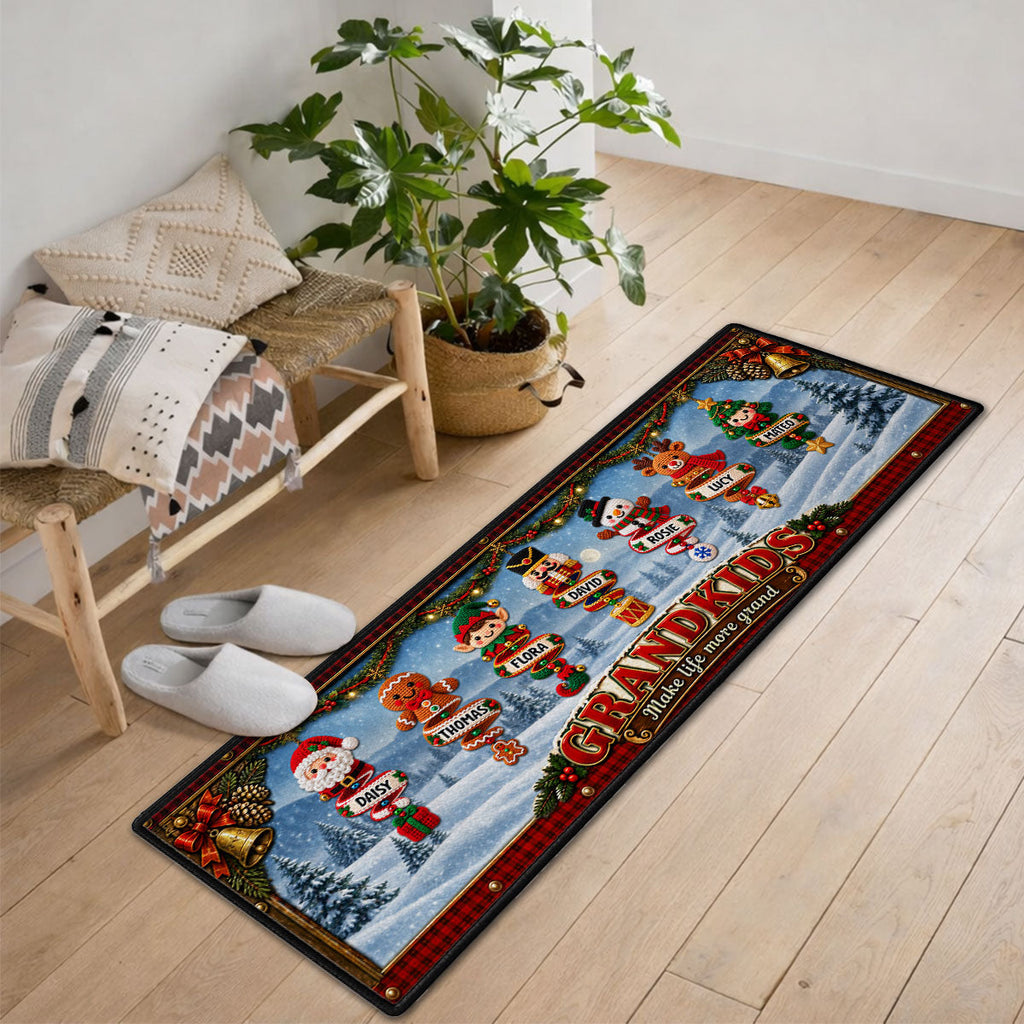 Custom Family Name Christmas Rug, Holiday Gift For Grandma Grandpa • Little Christmas Blessings - Personalized Runner Rug