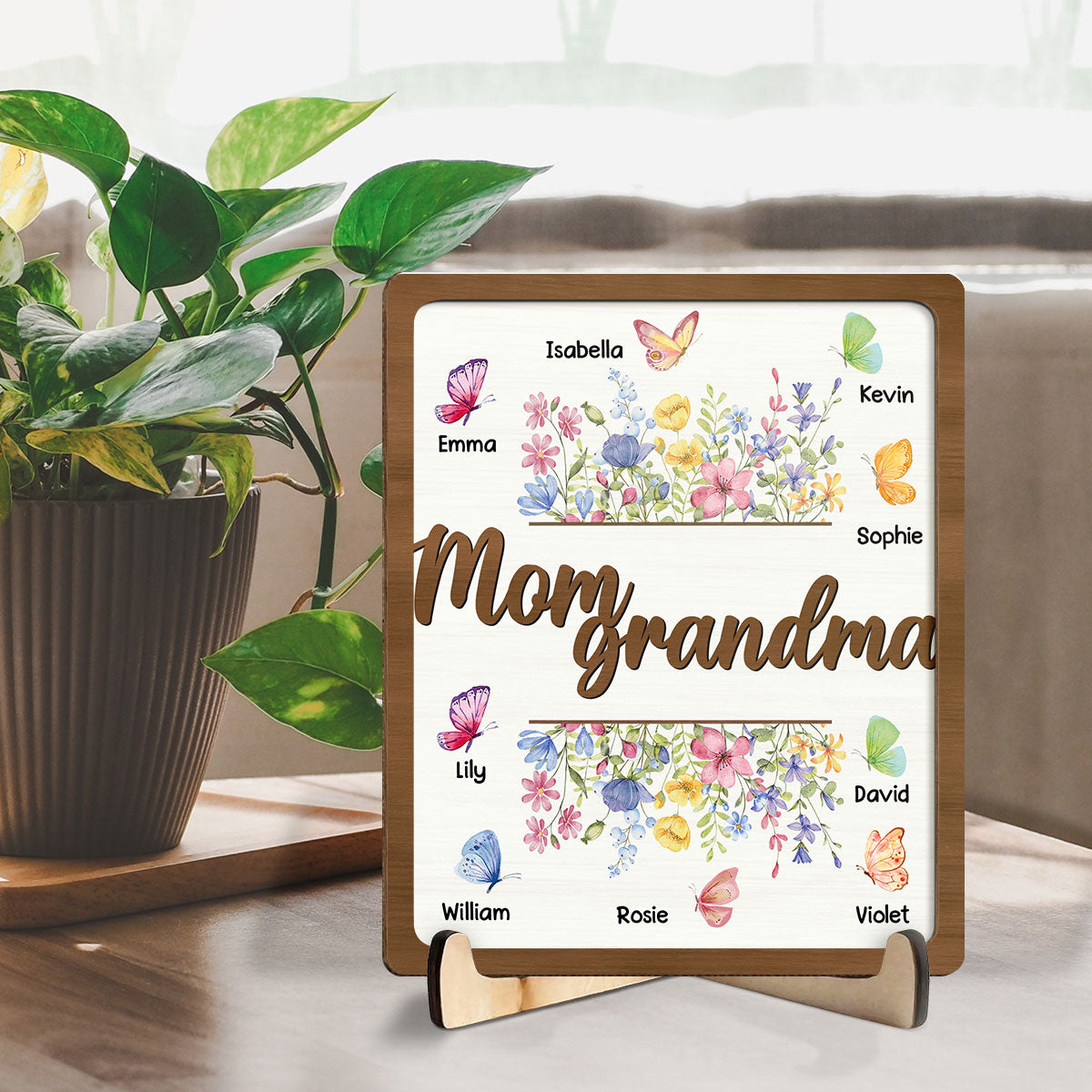 Custom Decor for Mom, Special Gift for Mother • Mom Grandma - Personalized Wooden Plaque
