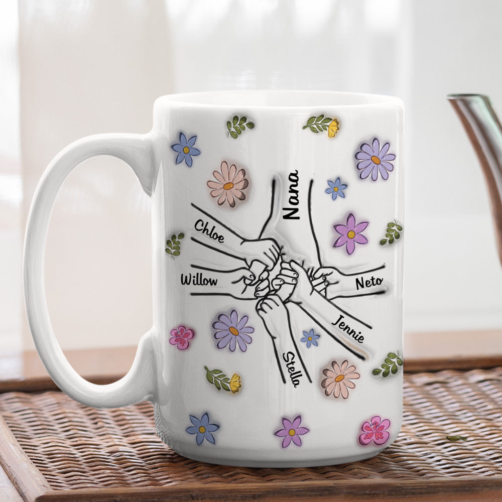 Custom Mother's Day Gift for Mom & Grandma • Grandmother Hold My Hand - Personalized 3D Inflated Effect Mug