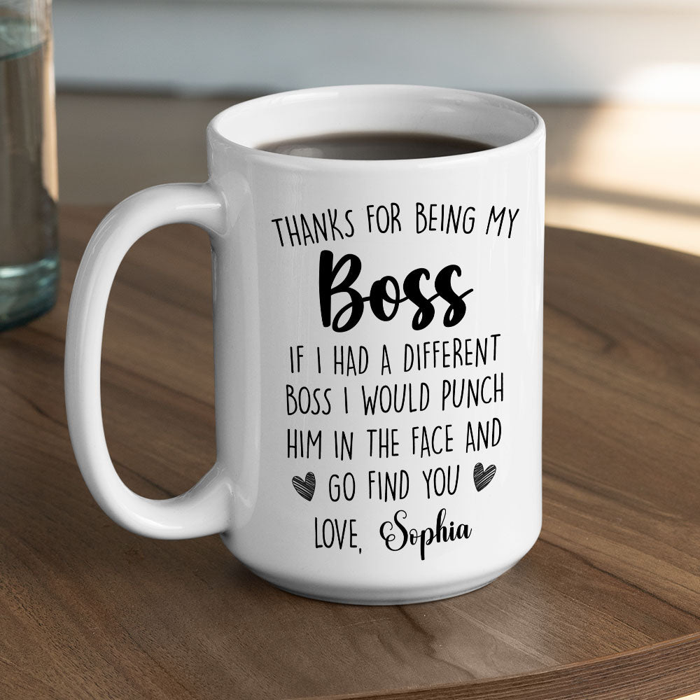 Custom Coworker, Christmas & Birthday Team Appreciation Gift • Thanks For Being My Boss - Personalized Coffee Mug
