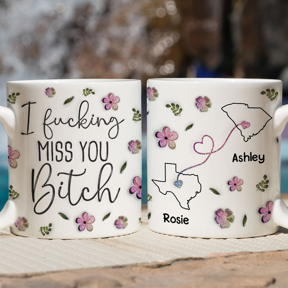 Custom Best Friend, Christmas & Birthday Friendship Keepsake Gift • I Miss You My Bestie Version 2 - Personalized 3D Inflated Effect Mug