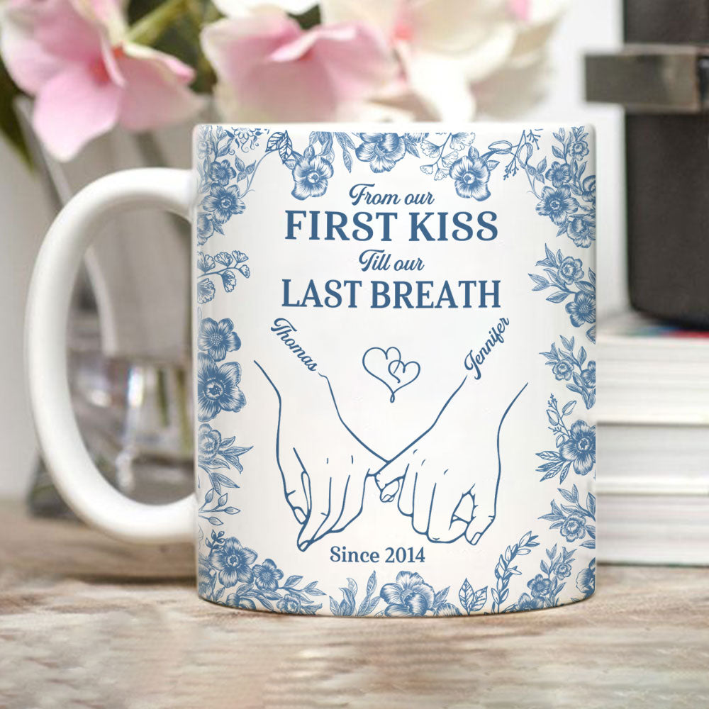 Custom Anniversary Keepsake Gifts For Couple • First Kiss - Personalized Coffee Mug