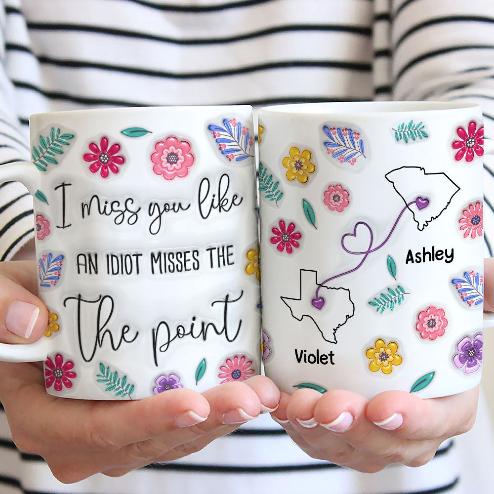 Custom Best Friend, Christmas & Birthday Friendship Keepsake Gift • Miss You - Personalized 3D Inflated Effect Mug