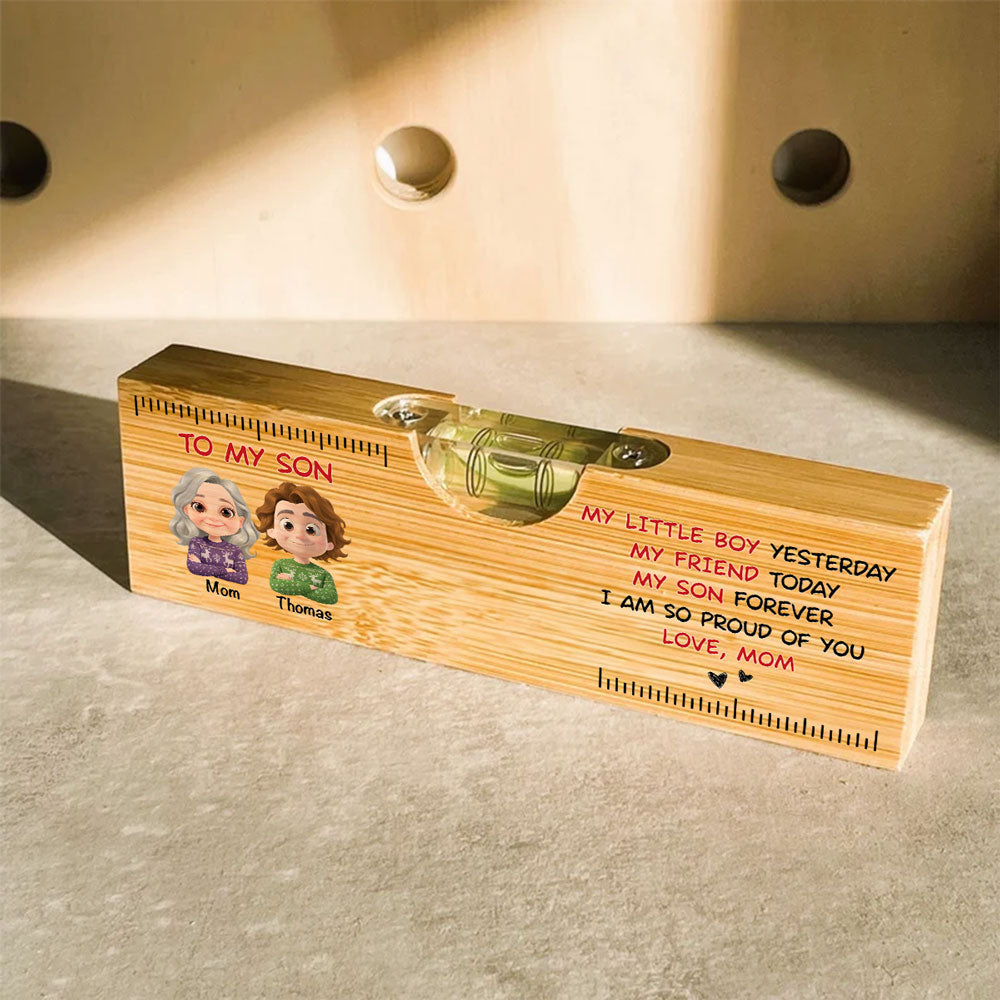 Being My Son Forever - Personalized Wooden Spirit Level Bottle Opener