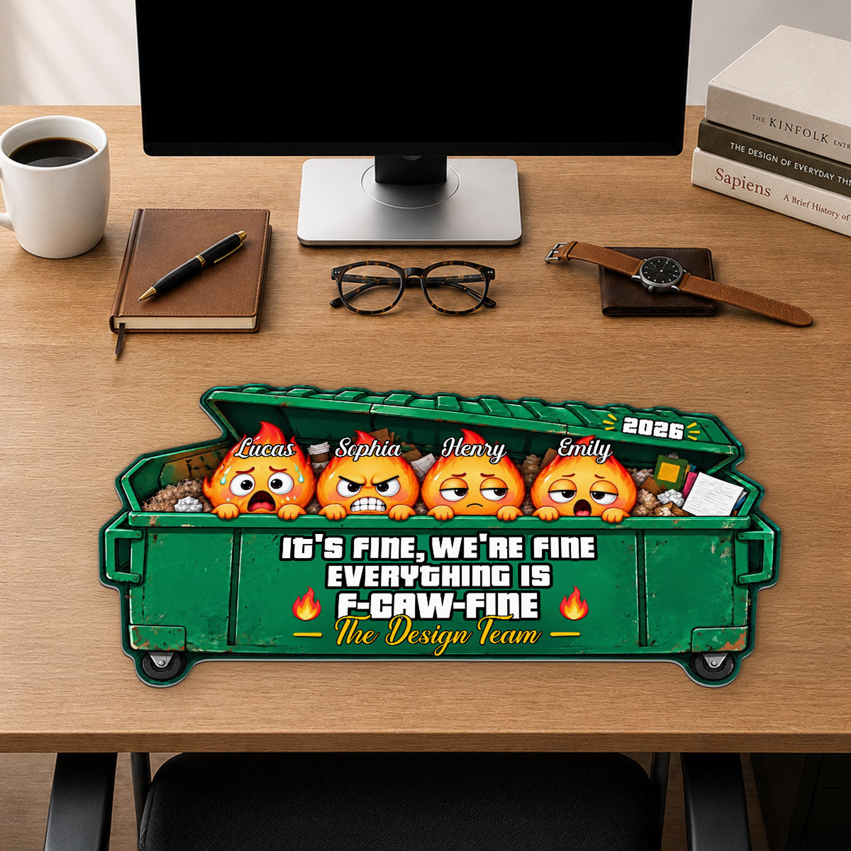 Everything Is Fine - Personalized Custom Shape Desk Mat