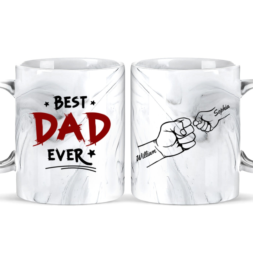 Custom Father's Day, Special Gift for Dad & Grandpa • Best Daddy Ever - Personalized Grey Marble Mug