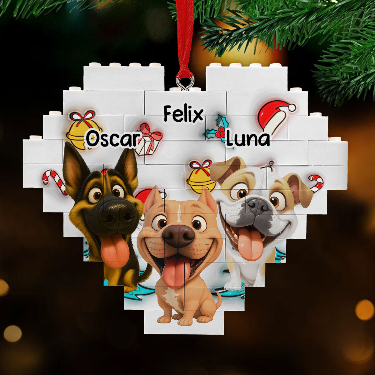 Custom Keepsake Christmas Ornament •  Santa Is Coming - Personalized 3D Effect Heart Puzzle Ornament