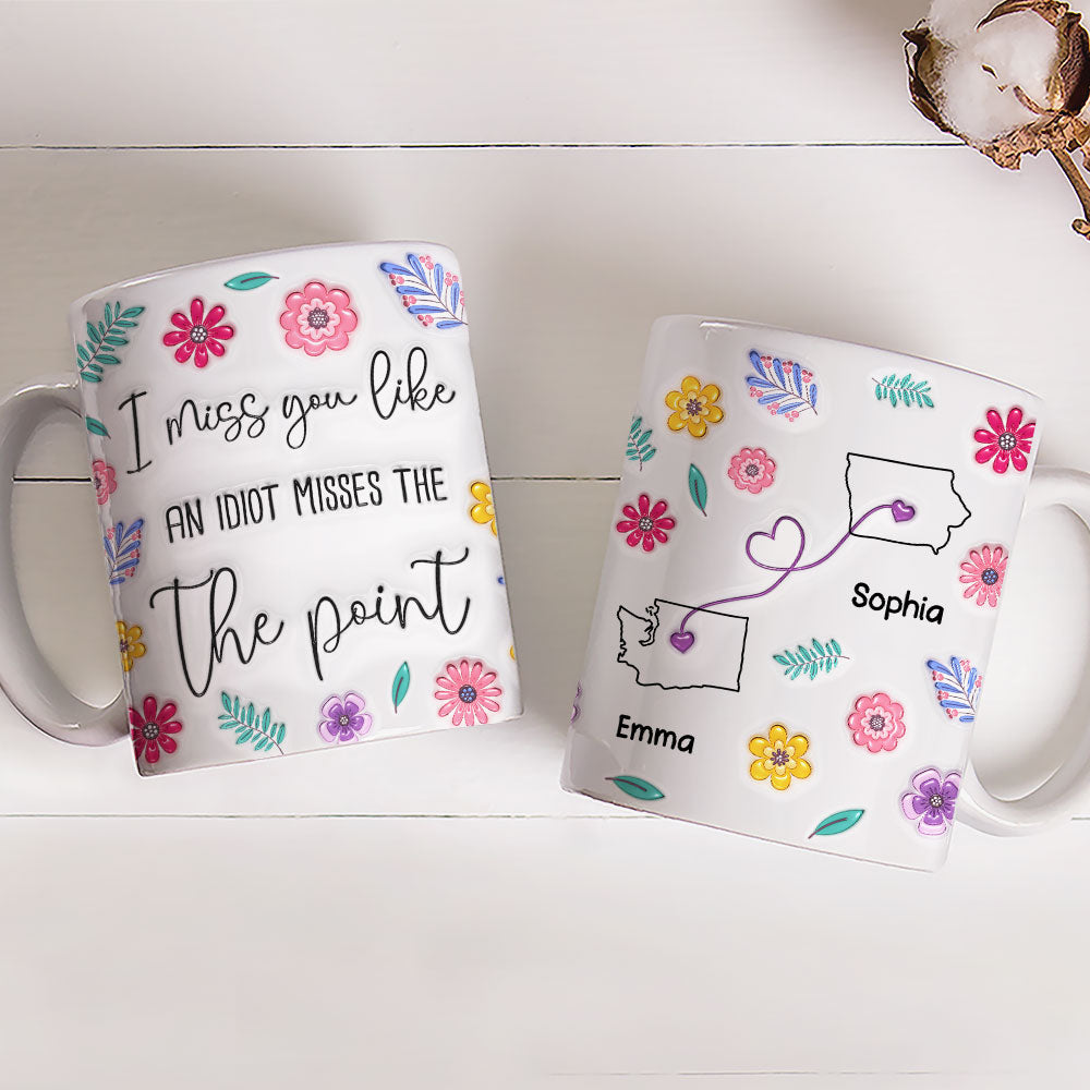 Custom Best Friend, Christmas & Birthday Friendship Keepsake Gift • Miss You - Personalized 3D Inflated Effect Mug