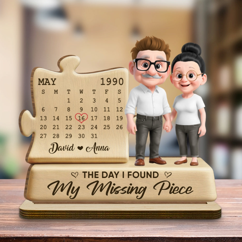 Custom Couple's Decor, Anniversary & Wedding Gift • The Missing Piece - Personalized 2-Layer Wood Plaque With Flat Base