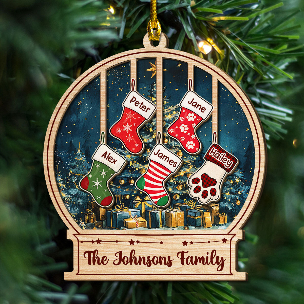 Custom Keepsake Christmas Ornament •  Our Family This Christmas - Personalized 2-layered Wood Ornament