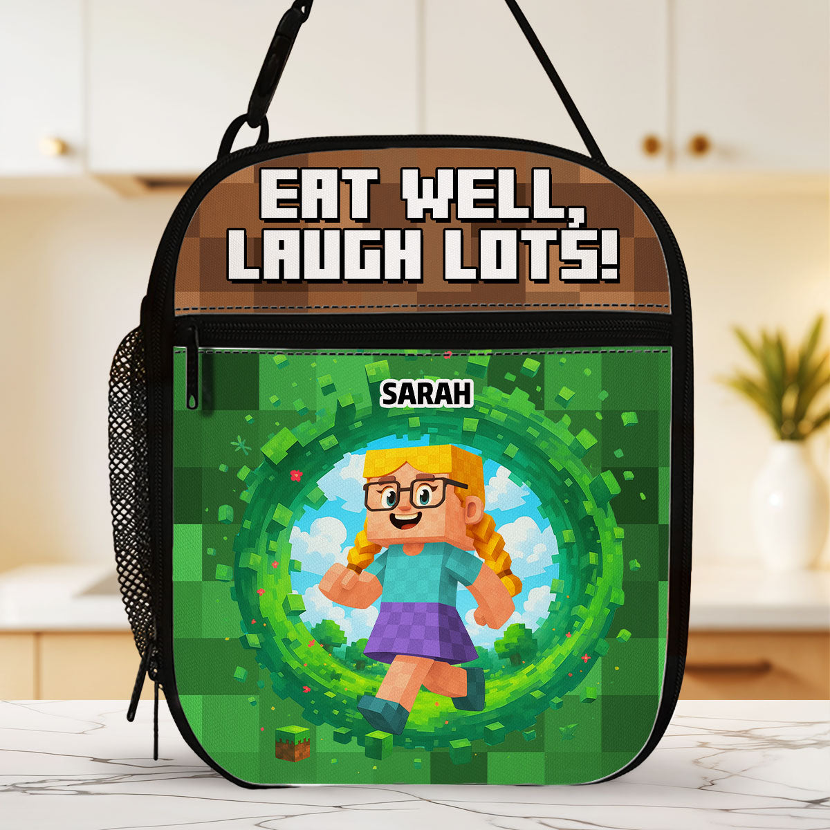 Eat Well Laugh Lots - Personalized Insulated Lunch Bag