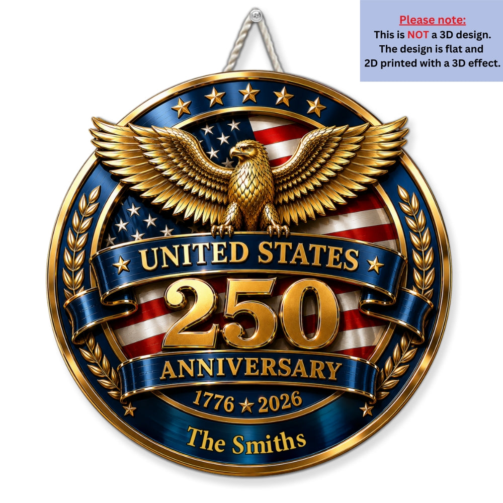 Custom 3D Family Patriotic Hanging Decor, 4th of July • Freedom States - Personalized 3D Effect Wood Sign
