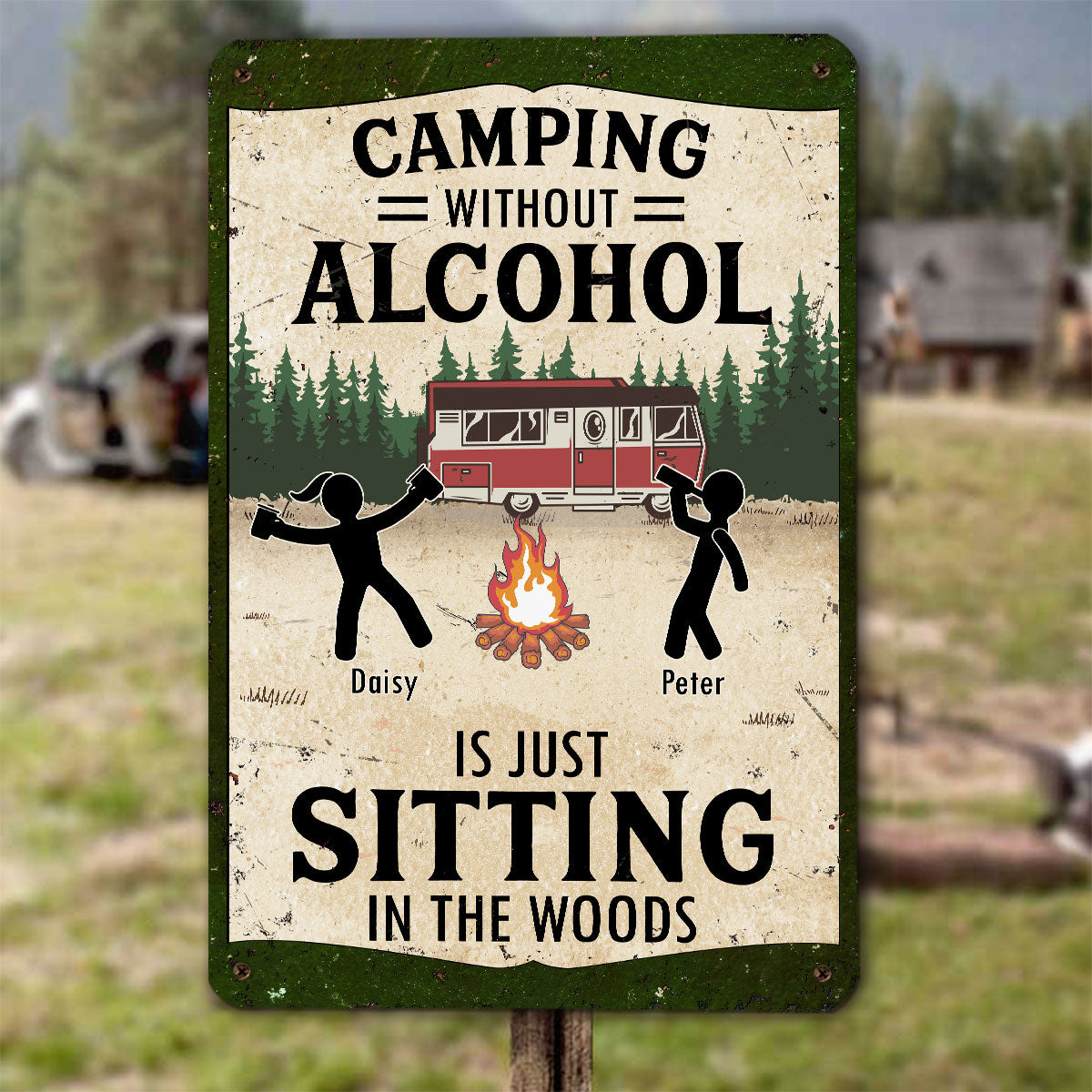 Custom Home & Wall Decor, Birthday & Christmas Gift • Wilderness Is Better With Whiskey - Personalized Metal Sign