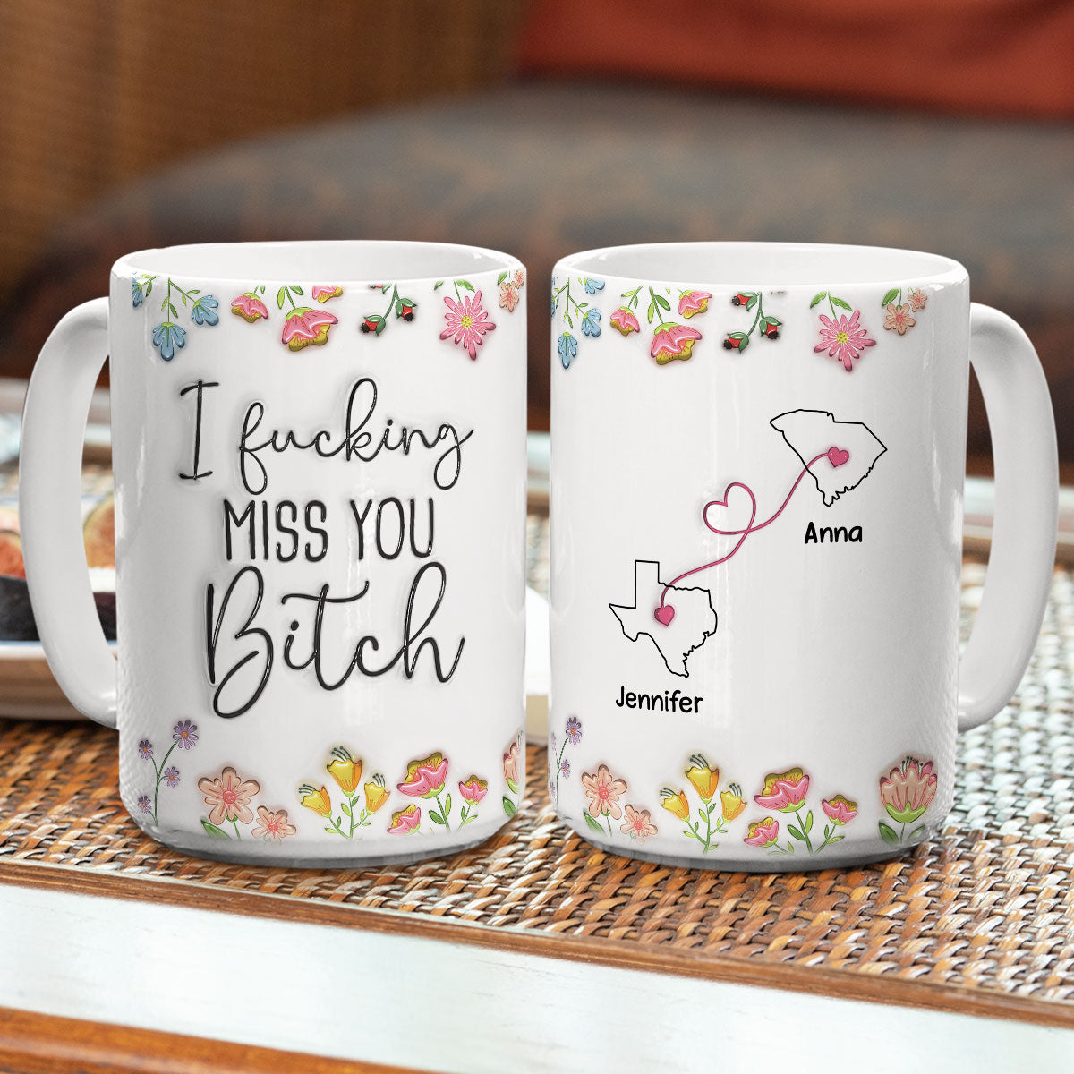 Custom Best Friend, Christmas & Birthday Friendship Keepsake Gift • Always Miss You - Personalized 3D Inflated Effect Mug