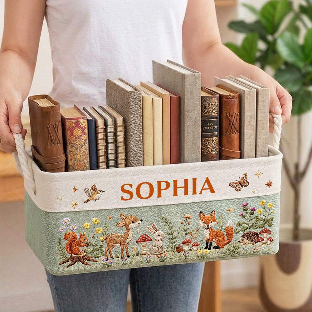 Floral Forest Animals 1 - Personalized Storage Basket