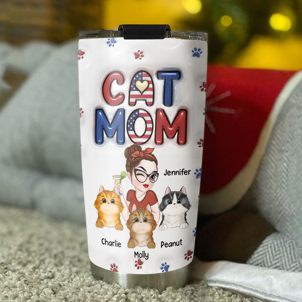Lovely Cat Mom Version 3 - Personalized 3D Inflated Effect Tumbler