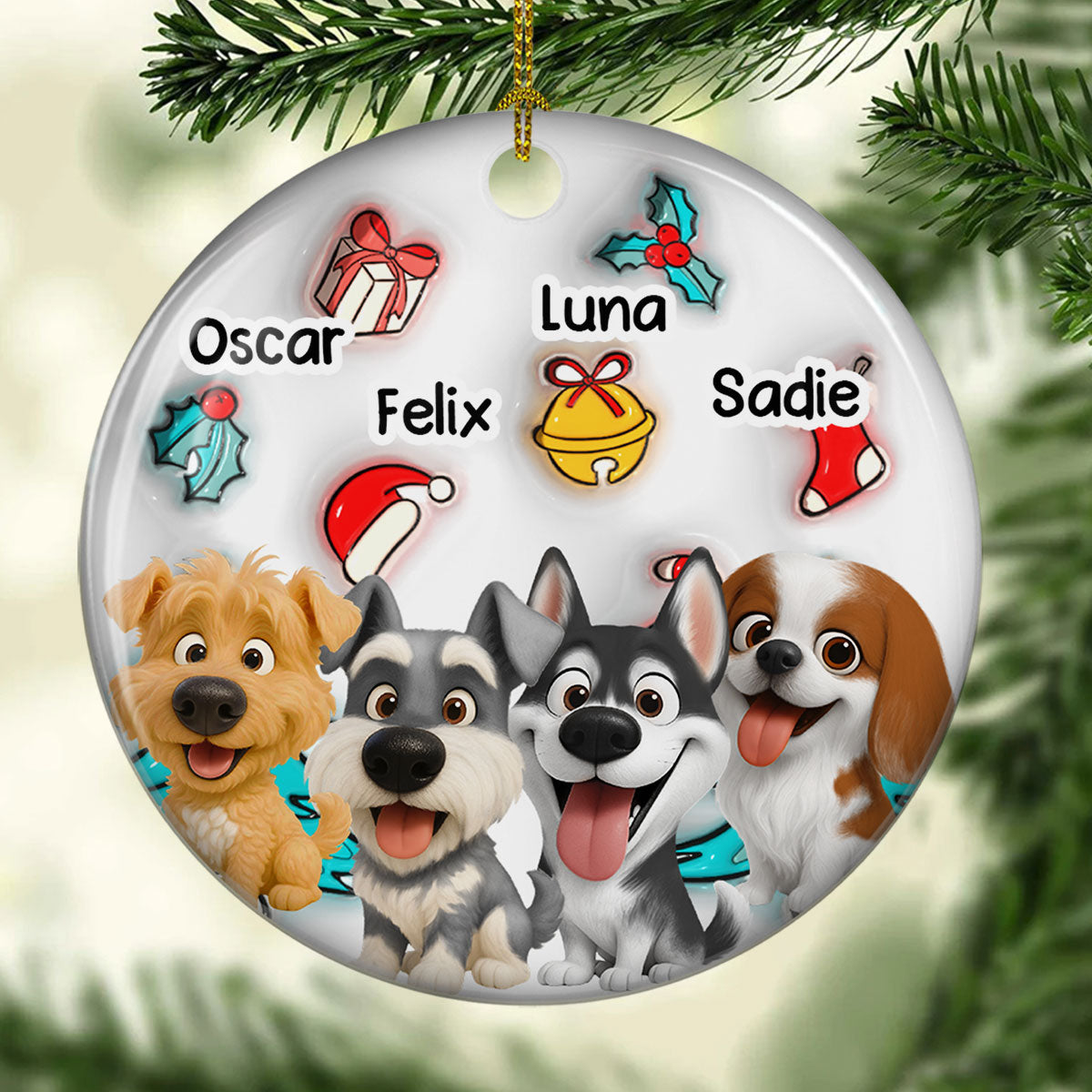 Custom Keepsake Christmas Ornament •  Santa Is Coming - Personalized 3D Inflated Effect Ceramic Ornament