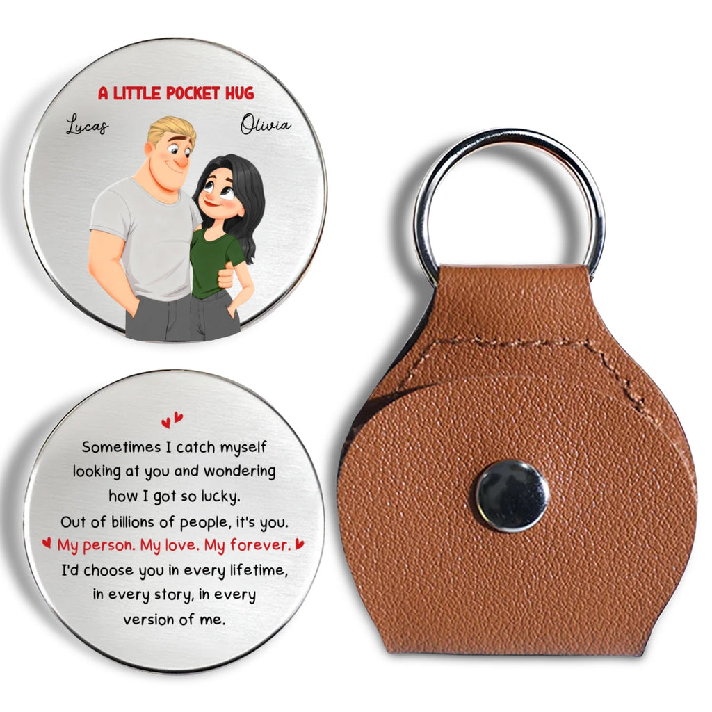 Custom Coin Keychain for Wife, Couple Anniversary Valentine's Day Gifts • How Lucky I Am Version 2 - Personalized Pocket Hug