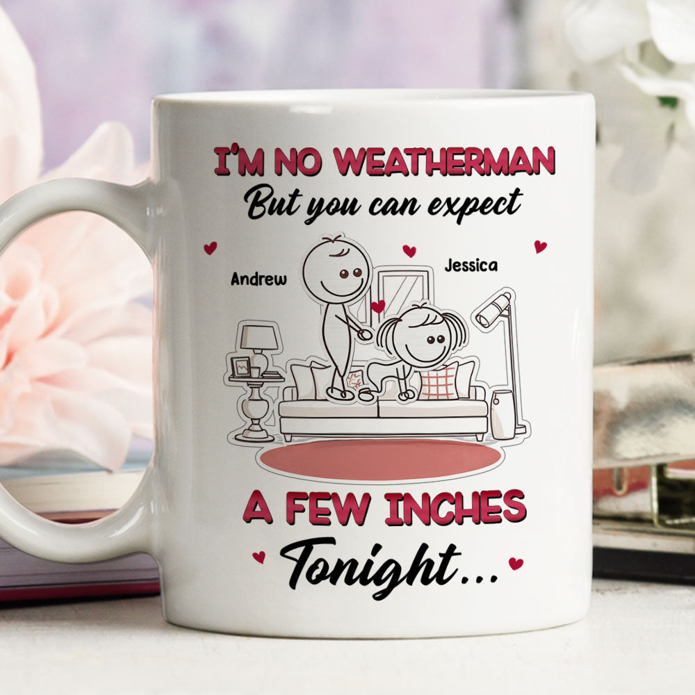 Custom Anniversary Keepsake Gifts For Couple • Forecast Shows Romance Tonight Ahead - Personalized Coffee Mug
