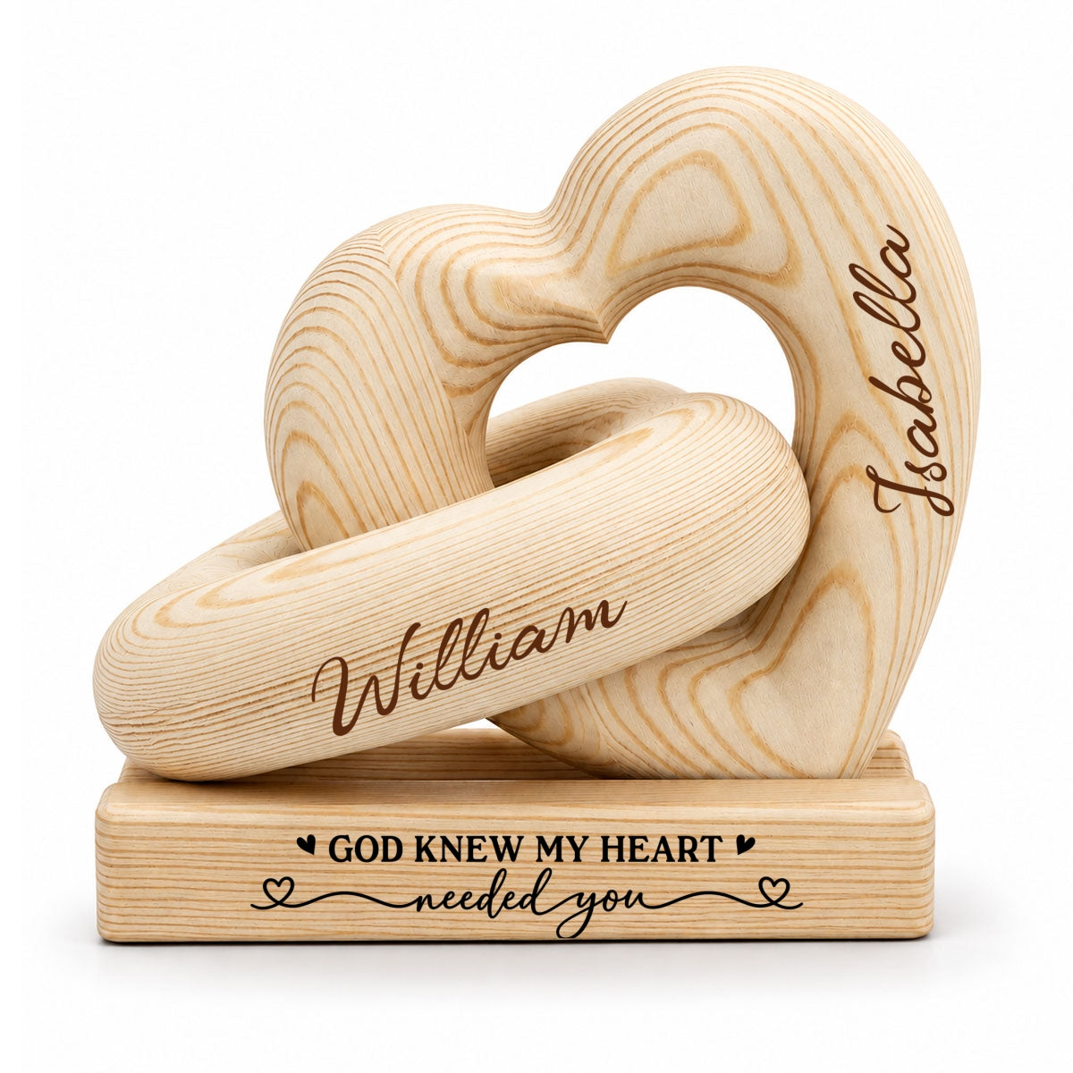 God Knew My Heart - Personalized Heart Sculpture With Base