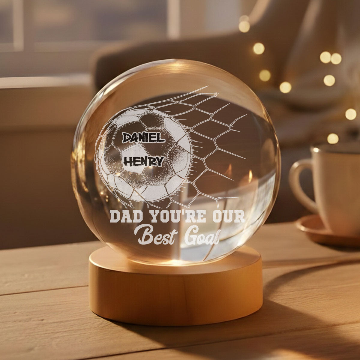 I Scored The Best Dad - Personalized Crystal Globe Lamp