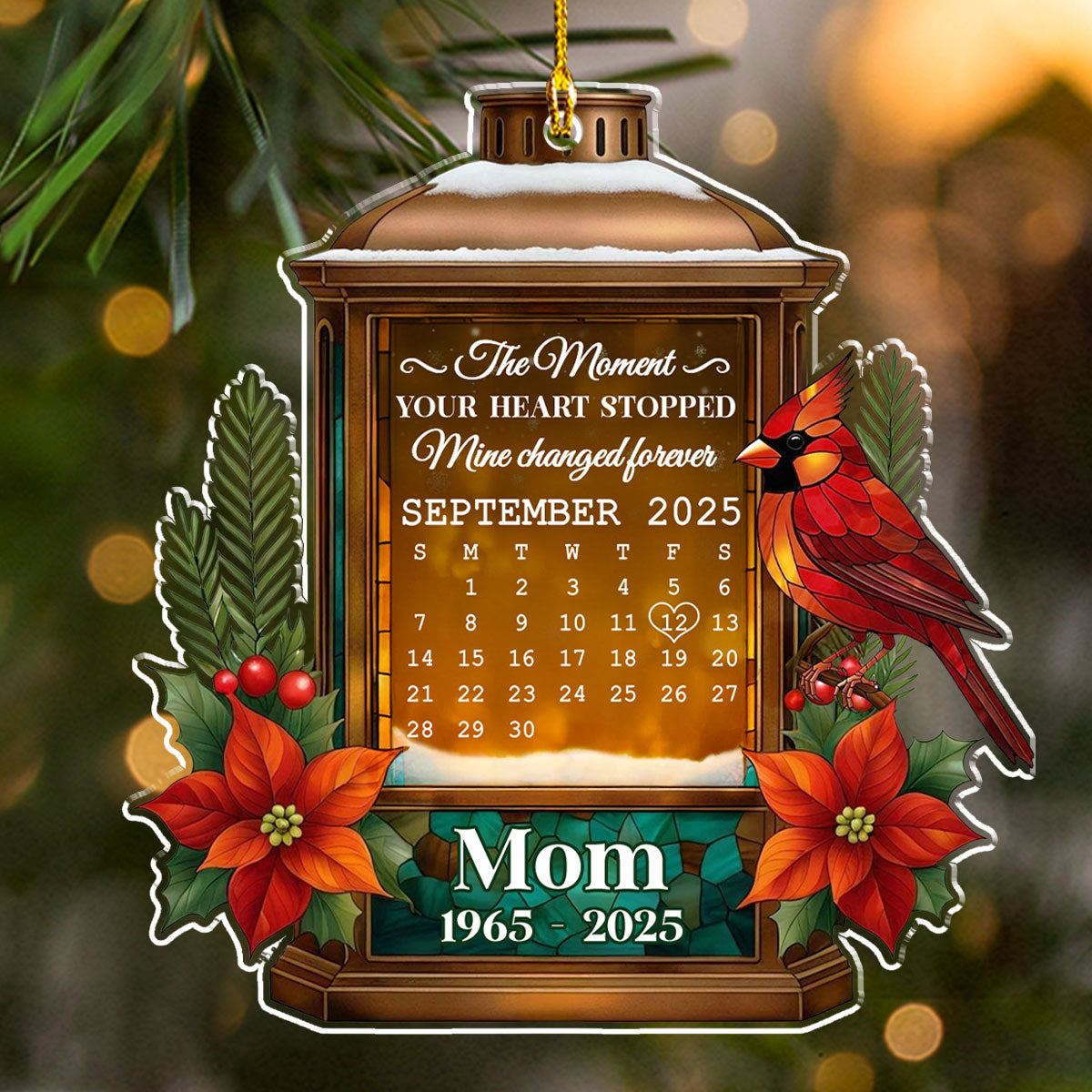Custom Memorial Christmas Ornament, Sympathy Keepsake •  Peace Love Remembrance - Personalized Acrylic Ornament