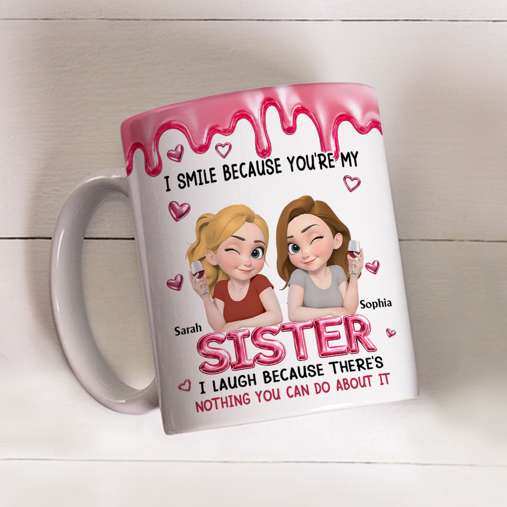 Custom Christmas & Birthday Gift For Sister • I Laugh At You Sister - Personalized 3D Effect Coffee Mug