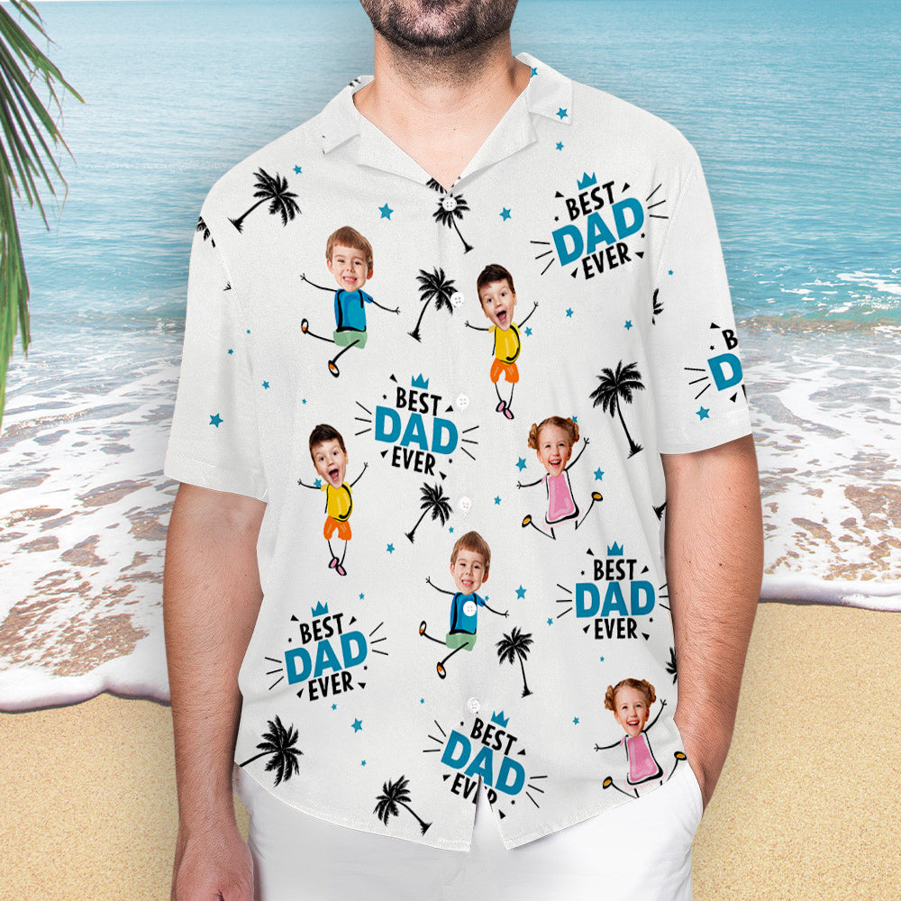 Photo Best Dad Ever Coconut Palm - Personalized Hawaiian Shirt