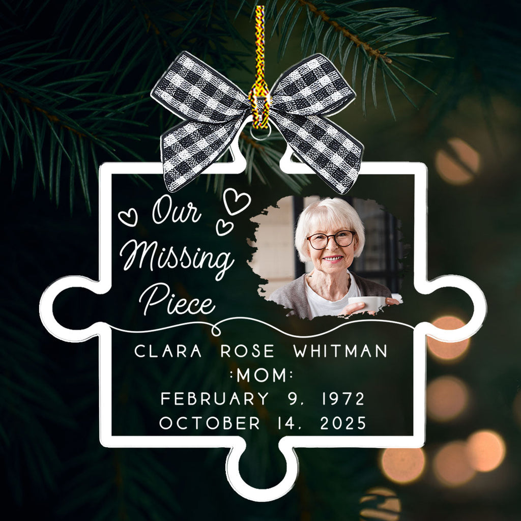 Custom Photo Memorial Christmas Ornament, Sympathy Keepsake • Forever Loved Never Forgotten Always - Personalized Acrylic Ornament