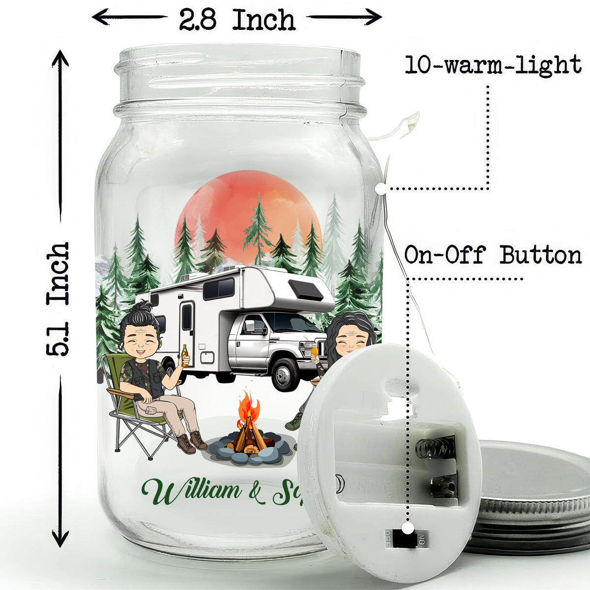 Sit By The Campfire - Personalized Mason Jar Light