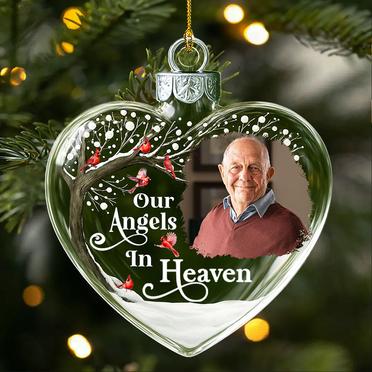 Custom Photo Memorial Christmas Ornament, Sympathy Keepsake • Our Angels In Heaven - Personalized Acrylic Ornament