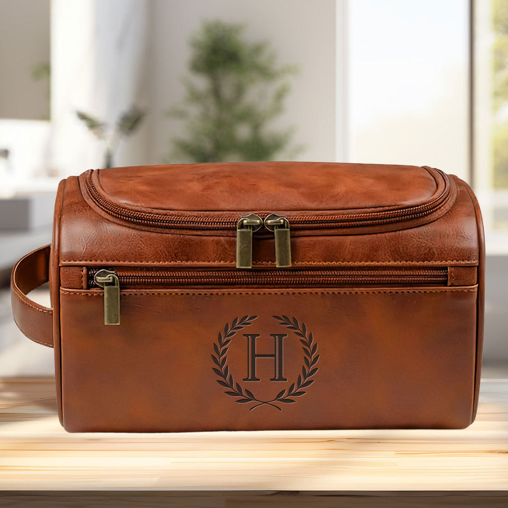 Vintage Legend - Personalized Engraved Leather Toiletry Bag