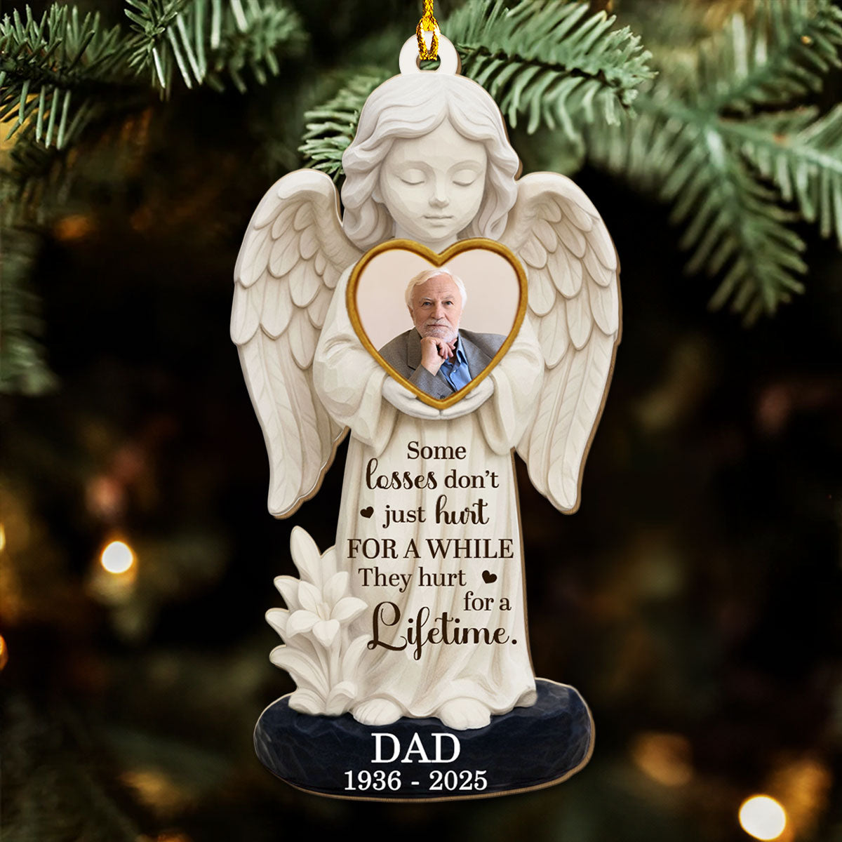Custom Photo Memorial Christmas Ornament, Sympathy Keepsake • Missing You Always - Personalized 3D Effect Wood Ornament