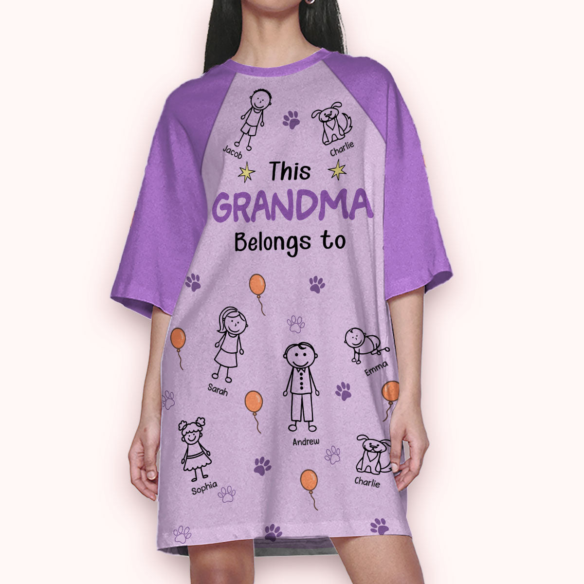 This Grandma Is Ours - Personalized 3/4 Sleeve Dress