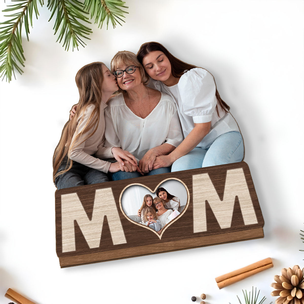 Custom Decor for Mom, Special Gift for Mother • Forever My Mom - Personalized 2-Layer Wood Plaque With Flat Base
