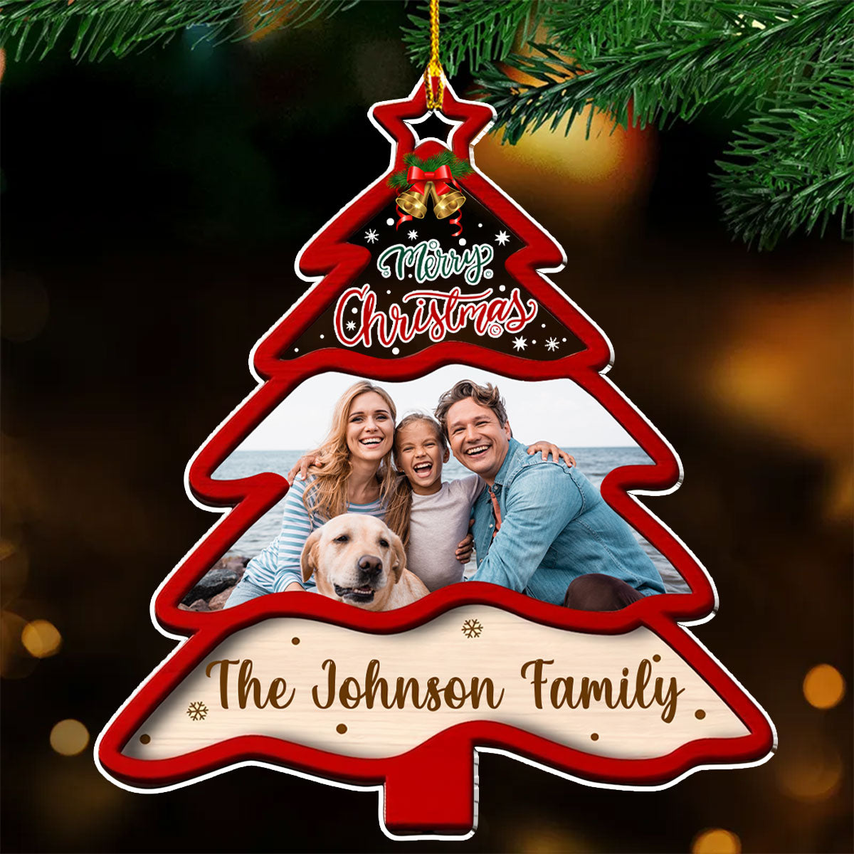 Custom Photo Family Ornament, Christmas Gift for Family Members • Winter Wonderland - Personalized Acrylic Ornament