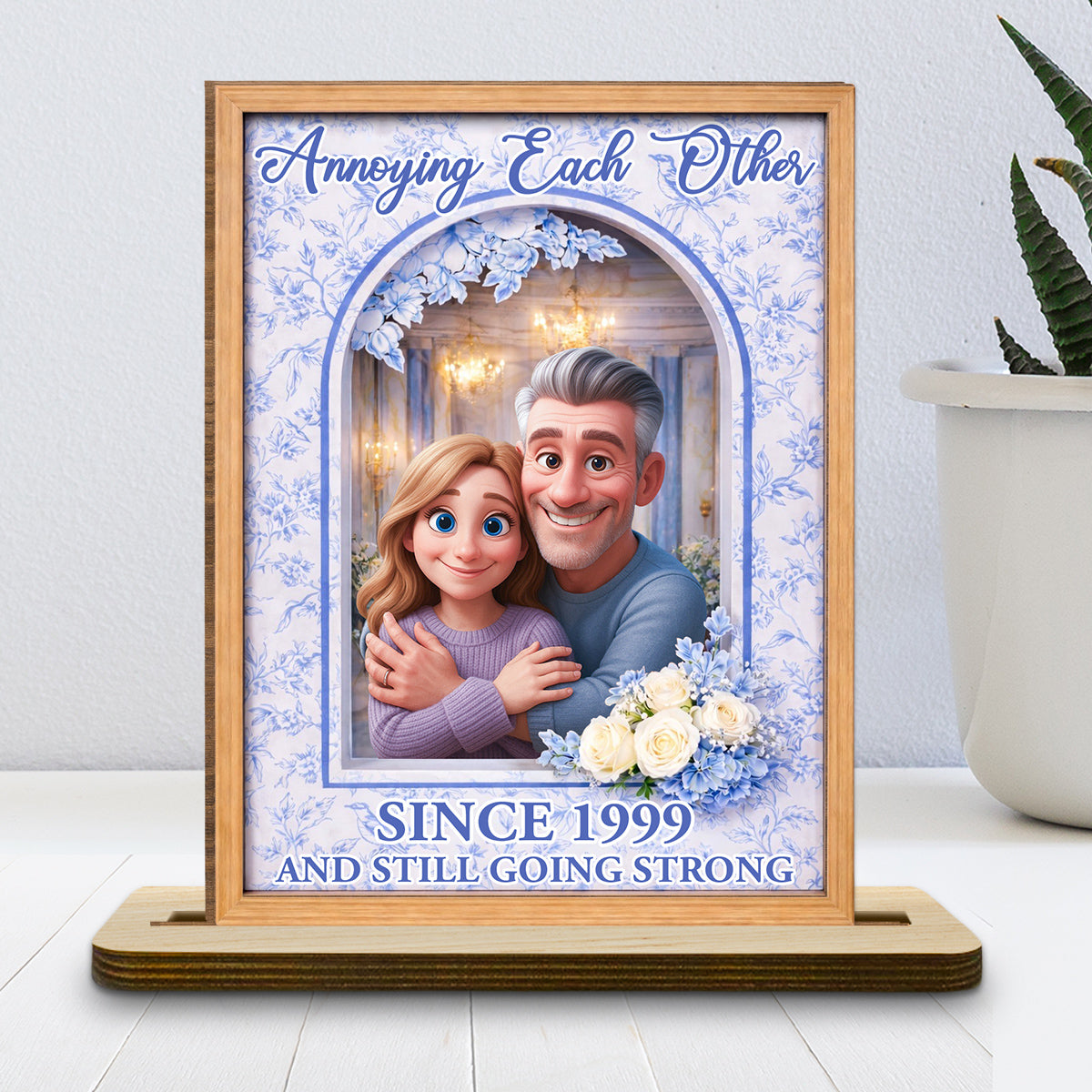 Custom Decor for Wife, Gift for Her • Our Love Our Journey - Personalized 2-Layer Wood Plaque With Flat Base